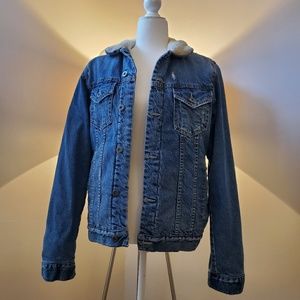 ZARA Faux Shearling Lined Denim Jacket